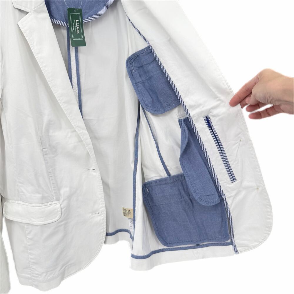 L.L. Bean NWT White Cotton Classic Transitional Single Breasted Pockets Blazer - Picture 3 of 8